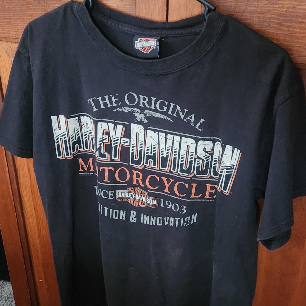 Harley-Davidson Black and Orange Short Sleeve Tee